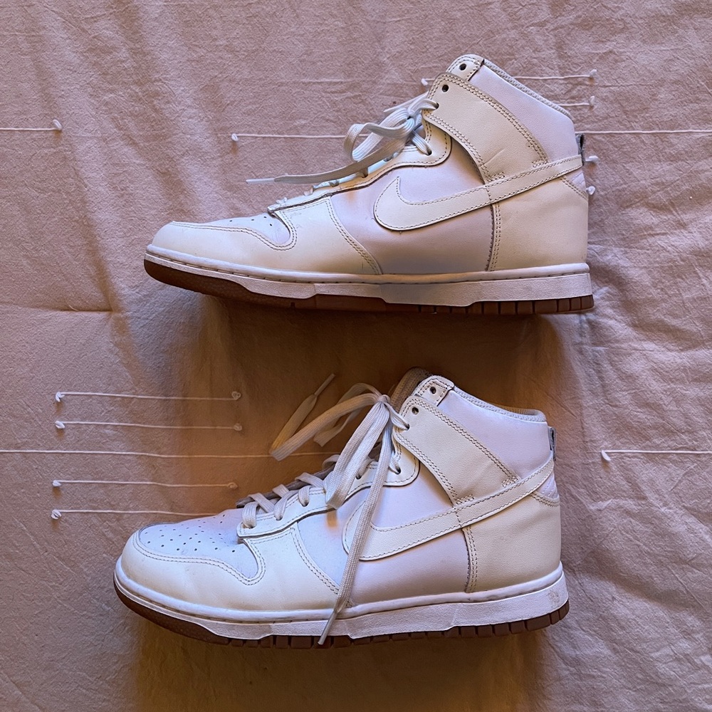 All White Nike Dunks High Up High Top Womens 10